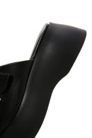 Women's Black Double Buckle Thick Soled Leather Slippers | Derimod Women's Black Double Buckle Thick Soled Leather Slippers | Derimod