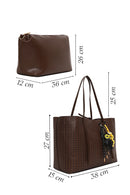 Woman Brown Accessory-Detail Printed Shoulder Bag | Derimod Woman Brown Accessory-Detail Printed Shoulder Bag | Derimod