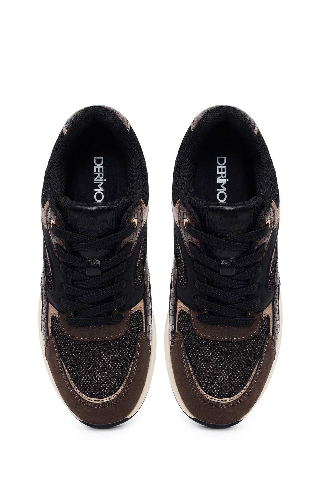 Kadın Kahverengi Bağcıklı Dolgu Topuklu Sneaker