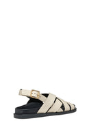 Geox Women Cream D Adelash A - Smo.Lea Leather Sandals | Derimod Geox Women Cream D Adelash A - Smo.Lea Leather Sandals | Derimod