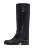 Woman Black Zippered Leather Boot | Derimod Woman Black Zippered Leather Boot | Derimod