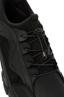Erkek Siyah Bağcıklı Deri Sneaker | Derimod Erkek Siyah Bağcıklı Deri Sneaker | Derimod