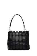 Women's Black Long Strap Knitted Shoulder Bag | Derimod Women's Black Long Strap Knitted Shoulder Bag | Derimod