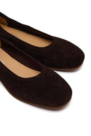 Woman Brown Suede Leather Ballet Flat | Derimod Woman Brown Suede Leather Ballet Flat | Derimod