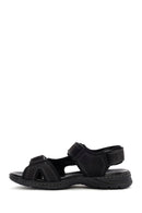 Erkek Siyah Nubuk Deri Sandalet | Derimod Erkek Siyah Nubuk Deri Sandalet | Derimod