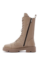 Women's Mink Casual Boots Leather Boots | Derimod Women's Mink Casual Boots Leather Boots | Derimod