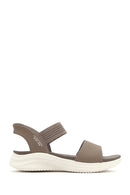 Skechers Women's Beige Ultra Flex 3.0 - Summerville Chunky Sole Fabric Sandals | Derimod Skechers Women's Beige Ultra Flex 3.0 - Summerville Chunky Sole Fabric Sandals | Derimod