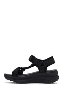 Skechers Women's Black D'lux Walker - Pretty Field Chunky Sole Sandal | Derimod Skechers Women's Black D'lux Walker - Pretty Field Chunky Sole Sandal | Derimod