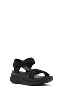 Skechers Women's Black D'lux Walker - Pretty Field Chunky Sole Sandal | Derimod Skechers Women's Black D'lux Walker - Pretty Field Chunky Sole Sandal | Derimod