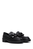 Kadın Siyah Deri Zincir Detaylı Loafer | Derimod Kadın Siyah Deri Zincir Detaylı Loafer | Derimod