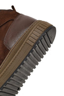 Male Brown Lace-up Thick-Soled Nubuck Leather Sport Boots | Derimod Male Brown Lace-up Thick-Soled Nubuck Leather Sport Boots | Derimod