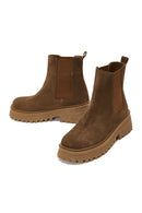 Women's Tan Suede Leather Chelsea Boots | Derimod Women's Tan Suede Leather Chelsea Boots | Derimod