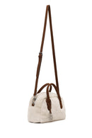 Woman Beige Long Strap Plush Teddy Shoulder Bag | Derimod Woman Beige Long Strap Plush Teddy Shoulder Bag | Derimod
