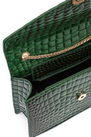 Women's Green Long Strap Crocodile Crossbody Bag | Derimod Women's Green Long Strap Crocodile Crossbody Bag | Derimod