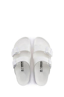 Birkenstock Women's White Leather Double Buckle Arizona Eva Slippers | Derimod Birkenstock Women's White Leather Double Buckle Arizona Eva Slippers | Derimod