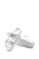 Birkenstock Women's White Leather Double Buckle Arizona Eva Slippers | Derimod Birkenstock Women's White Leather Double Buckle Arizona Eva Slippers | Derimod