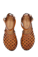 Women's Tan Ankle Strap Leather Bodrum Sandals | Derimod Women's Tan Ankle Strap Leather Bodrum Sandals | Derimod