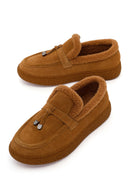 Woman Camel Buckled Thick-Soled Suede Teddy Loafer | Derimod Woman Camel Buckled Thick-Soled Suede Teddy Loafer | Derimod