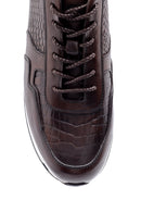 Erkek Kroko Desen Detaylı Deri Sneaker | Derimod Erkek Kroko Desen Detaylı Deri Sneaker | Derimod