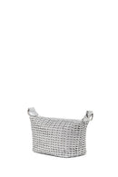 Woman Silver Long-Strap Knitted Mini Shoulder Bag | Derimod Woman Silver Long-Strap Knitted Mini Shoulder Bag | Derimod