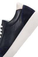 Erkek Lacivert Bağcıklı Deri Sneaker | Derimod Erkek Lacivert Bağcıklı Deri Sneaker | Derimod