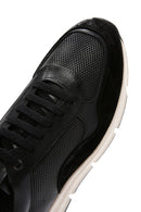 Erkek Siyah Deri Süet Detaylı Sneaker | Derimod Erkek Siyah Deri Süet Detaylı Sneaker | Derimod