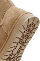 Women's Camel Fur Detailed Suede Leather Boots | Derimod Women's Camel Fur Detailed Suede Leather Boots | Derimod