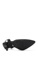 Women's Black Stone Open-Back Heeled Shoes | Derimod Women's Black Stone Open-Back Heeled Shoes | Derimod