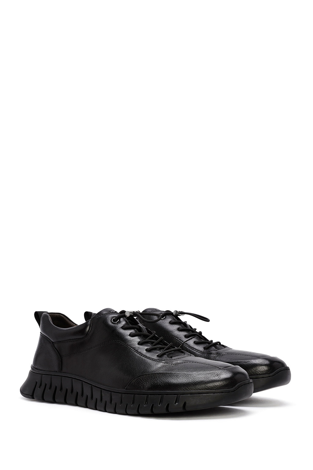 Derimod Fly Erkek Siyah Bağcıklı Deri Casual Sneaker