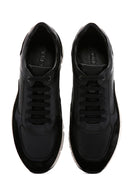 Erkek Siyah Deri Süet Detaylı Sneaker | Derimod Erkek Siyah Deri Süet Detaylı Sneaker | Derimod