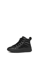 Geox Girls Black Laquinny Lace-Up Fabric Ankle Sneakers | Derimod Geox Girls Black Laquinny Lace-Up Fabric Ankle Sneakers | Derimod