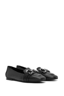 Women's Black Buckle Detailed Leather Ballerinas | Derimod Women's Black Buckle Detailed Leather Ballerinas | Derimod