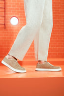 Erkek Bej Bağcıklı Süet Deri Casual Ayakkabı | Derimod Erkek Bej Bağcıklı Süet Deri Casual Ayakkabı | Derimod