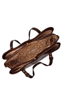 Woman Brown Long-Strap Patterned Shoulder Bag | Derimod Woman Brown Long-Strap Patterned Shoulder Bag | Derimod