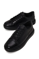 Erkek Siyah Bağcıklı Kalın Tabanlı Deri Sneaker | Derimod Erkek Siyah Bağcıklı Kalın Tabanlı Deri Sneaker | Derimod