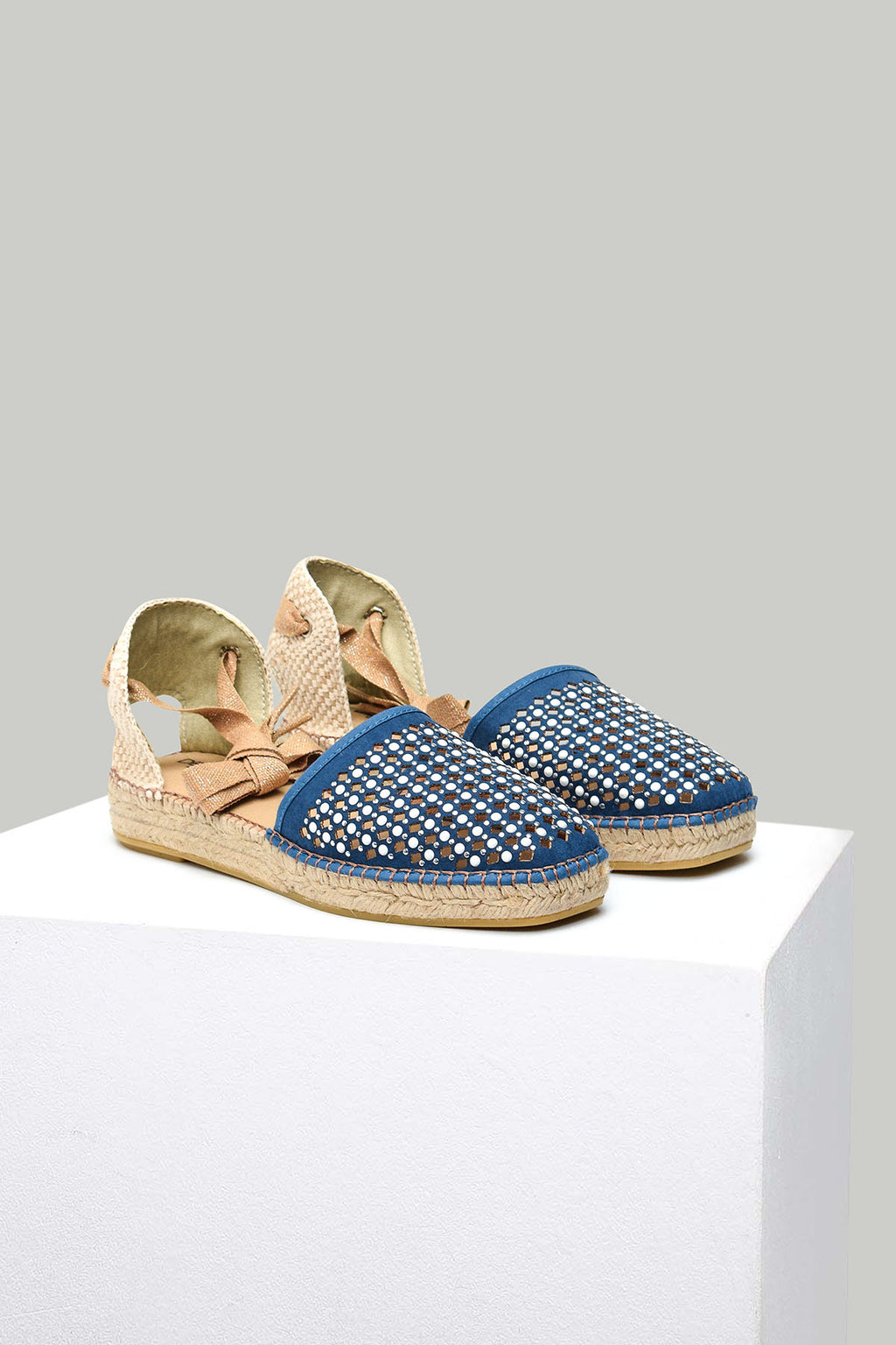 Bilekten Bağlamalı Mavi Kadın Espadril Sandalet
