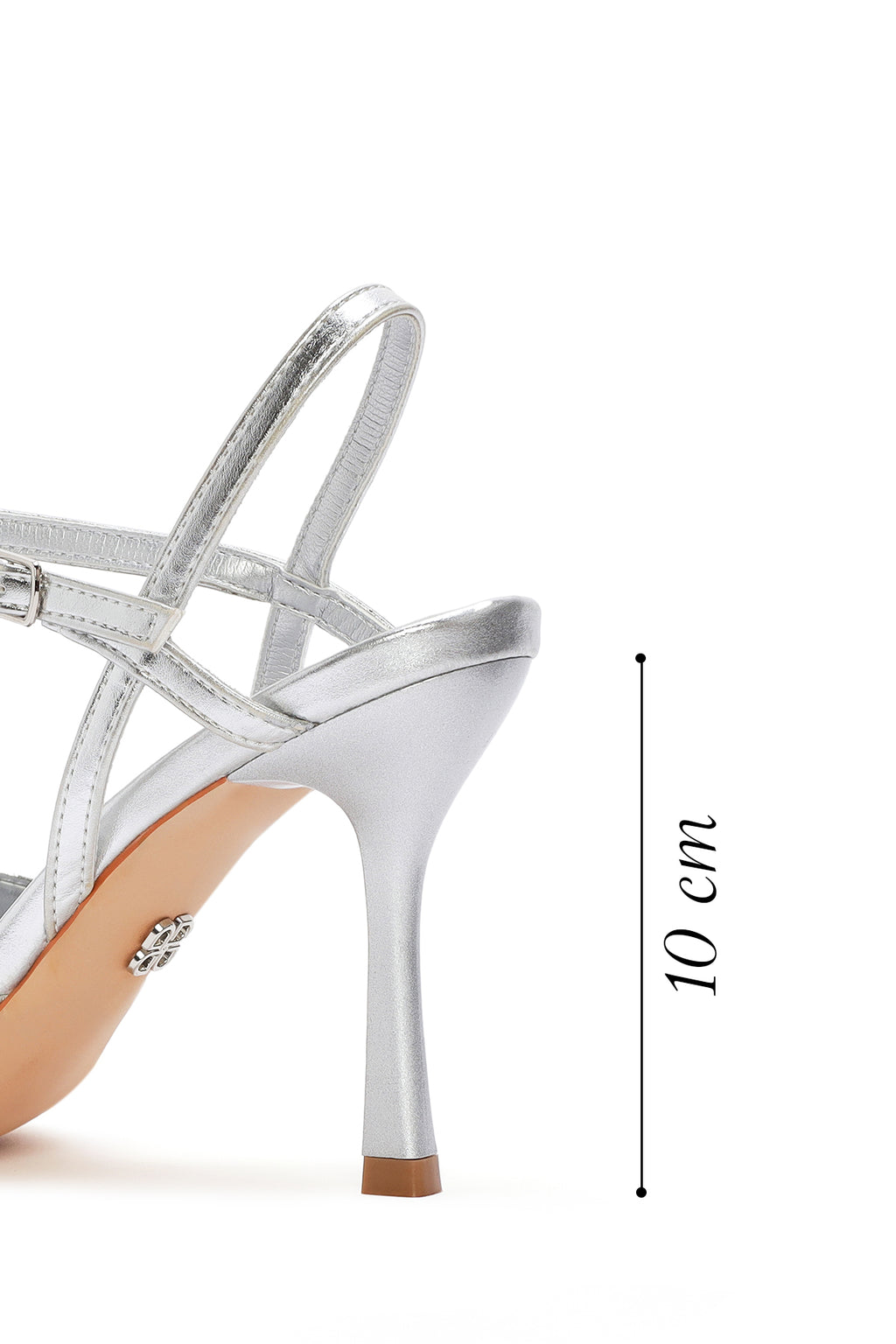 Kadın Gümüş Arkası Açık Yüksek Topuklu Taşlı Stiletto