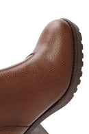 Women's Brown Zippered Thick Heeled Boots | Derimod Women's Brown Zippered Thick Heeled Boots | Derimod