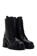 Women's Black Leather Heeled Boots | Derimod Women's Black Leather Heeled Boots | Derimod