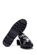 Women's Leather Patent Leather Buckle Loafer | Derimod Women's Leather Patent Leather Buckle Loafer | Derimod