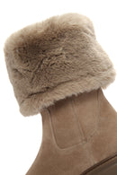 Geox Women's Beige Iridea Suede Boots | Derimod Geox Women's Beige Iridea Suede Boots | Derimod