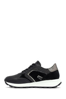 Kadın Siyah Bağcıklı Kalın Tabanlı Deri Sneaker | Derimod Kadın Siyah Bağcıklı Kalın Tabanlı Deri Sneaker | Derimod