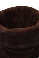 Woman Dark Mink Thick-Heeled Suede Cowboy Boots | Derimod Woman Dark Mink Thick-Heeled Suede Cowboy Boots | Derimod