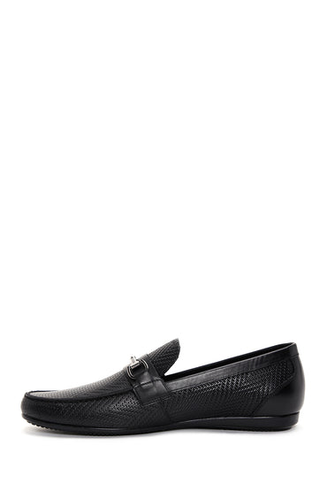 Erkek Siyah Baskılı Deri Casual Loafer_1