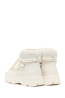 Woman Cream Lace-Up Thick-Soled Boots | Derimod Woman Cream Lace-Up Thick-Soled Boots | Derimod