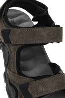 Erkek Yeşil Bantlı Nubuk Deri Casual Sandalet | Derimod Erkek Yeşil Bantlı Nubuk Deri Casual Sandalet | Derimod