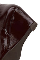 Woman Burgundy Zip Closure Wedge Heel Leather Boots | Derimod Woman Burgundy Zip Closure Wedge Heel Leather Boots | Derimod