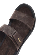 Men's Brown Nubuck Leather Casual Slippers | Derimod Men's Brown Nubuck Leather Casual Slippers | Derimod