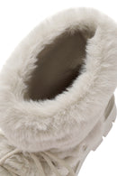 Women's Cream Thick Soled Plush Detailed Boots | Derimod Women's Cream Thick Soled Plush Detailed Boots | Derimod