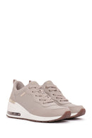 Skechers Women's Beige Million Air-Hotter Air Thick Soled Wedge Heeled Sneaker | Derimod Skechers Women's Beige Million Air-Hotter Air Thick Soled Wedge Heeled Sneaker | Derimod